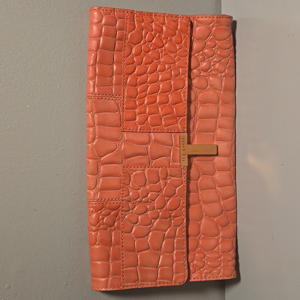 Ted Baker Croc-Embossed Clutch Coral